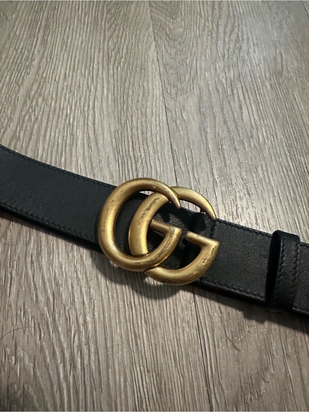 Gucci GG Buckle Black Marmont Wide Leather Belt Sz ML Fits 28-32 Waist